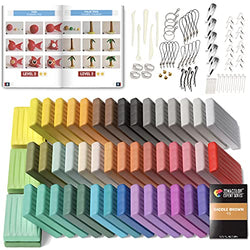 Polymer Clay Kit 126-in-1, Modeling Clay Oven Bake 0.7oz/Block (50 Colors, 5 Polymer Clay Tools, 70 Modeling Accessories and 1 Tutorial Guide) Made for Clay Earrings, Jewelry Making - Zenacolor
