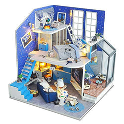 Spilay DIY Miniature Dollhouse Wooden Furniture Kit,Handmade Mini Modern Duplex Home Model with Dust Cover & Music Box ,1:24 Scale 3D Puzzle Creative Doll House Toys for Children Adult Gift