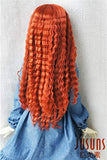 JD118 Long Parting Wave BJD Wigs Synthetic Mohair Doll Accessories (Carrot, 8-9inch)