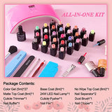 Lavender Violets 27+3 Colors Gel Nail Polish Kit with UV Light 24W Nail Dryer Lamp Pink Brown Nude Gel Nail Polish Set, Soak Off Base and Top Coat, Nail Tools, French Nail Art Starter Kit Gift R974