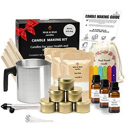 Candle Making Kit for Adults and Teens, Soy Wax Candle Making Supplies, Full Candle Making Kit for Beginners, Arts and Crafts Kit for Women, DIY Kits for Adults, Gifts for Women by Wick and Wish