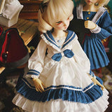 HMANE BJD Clothes 1/4, Navy Style White Dress for 1/4 BJD Dolls (No Doll)