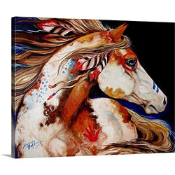 Indian War Horse Canvas Wall Art Print, 14"x11"x1.25"