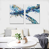 Canvas Wall Art Abstract Powder Ink Painting Prints Wall Artworks Pictures 2 Panels Canvas Print Wall Décor Paintings for Home Living Room Bedroom Decoration Office Framed Ready to Hang,20x28in x2pcs