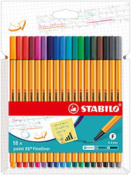 STABILO Fineliner point 88 - Pack of 18 - Assorted Colours