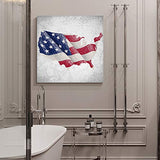 Abstract Canvas Wall Art for Walls Decor Art Painting,Colorful Hand Painted Map The World with American Flag Framed Artwork for Living Room Bedroom Bathrooms,Ready to Hang,8x8in