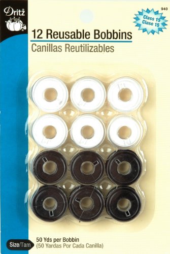 Dritz 12-Piece Reusable Bobbins, Class 15