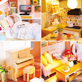 Roroom Dollhouse Miniature with Furniture,DIY 3D Wooden Doll House Kit Villa Style Plus with Dust Cover and Music Movement,1:24 Scale Creative Room Idea Best Gift for Children Friend Lover L2001