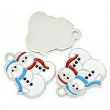 Housweety 10 PCs Charm Pendants Enamel Christmas Snowman Silver Tone 24mmx21mm(1"x7/8")