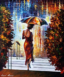 Woman In Dress Painting Figurative Wall Art On Canvas By Leonid Afremov Studio - At The Steps