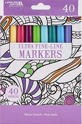 Leisure Arts - 40 Pack Ultra Fine Tip Markers - Perfect for Coloring Fine Details
