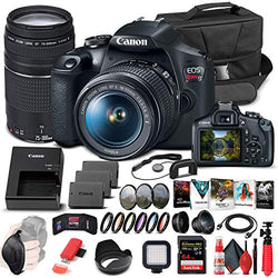 Canon EOS Rebel T7 DSLR Camera with 18-55mm and 75-300mm Lenses (2727C021) + 64GB Memory Card + Corel Photo Software + 2 x LPE10 Battery + Card Reader + LED Light + Filter Kit + More (Renewed)