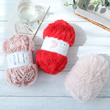 Lerchiyar Thick and Fluffy Artificial Fur Polyester Yarn yarn-100% polyester-200g/7oz-131yds/120m, Crochet Knitting Garments, Knitting DIY Craft（1pc Pink prodle）