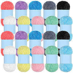 Fabbay 20 Skeins Pastel Yarn for Dishcloths, Assorted Colors Polyester for Dishcloths Crochet Dishwashing Knitting Craft Project, 1.76 oz/ 50 g Each, 10 Colors