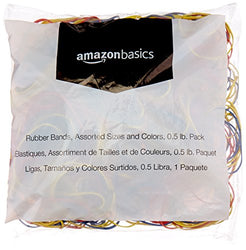 AmazonBasics Assorted Size and Color Rubber Bands, 0.5 lb.