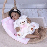 iCradle Real Life 22 inch 55cm Reborn Baby Dolls Nurturing Soft Silicone Realistic Looking Newborn Dolls Black Skin Girl Indian African Style Baby Doll Toy for Ages 3+