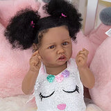 Reborn Baby Dolls Black 22.8inches Full Silicone Vinyl Body with African American Realistic Girl Doll