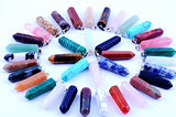 24pcs Hexagonal Healing Point Bullet Chakra Charm Stone Beads Semi-Precious Gemstone Rock Crystal