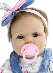 Pinky Reborn 22 Inch 55cm Soft Silicone Reborn Doll Baby Girl Realistic Lifelike Real Looking Baby Dolls Magnet Pacifier
