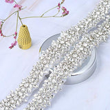 XINFANGXIU 1 Yard Bridal Wedding Dress Sash Belt Applique with Crystals Rhinestones for Women