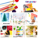 AUREUO All-Purpose Paint Brush Set Value Pack 25 PCS - 18 Nylon, 5 Bristle and 2 Foam Painting Brushes for Acrylic, Oil, Watercolor, Canvas, Paper, Face, Body, Nail, Rock, Model & DIY Crafts