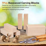 7Pcs Basswood Carving Blocks, Whittling Blocks Basswood for Craft, Basswood Carving Wood for Beginner to Expert