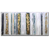 Boiee Art,24x48inch 100% Hand Painted Abstract Neutral Oil Paintings Gold Lines Canvas Wall Art Dark Grey White Modern Minimalist Artwork Home Decor Art Wood Inside Framed Ready to Hang