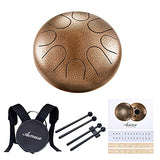 Asmuse Steel Tongue Drum, 8 Notes 6 Inch Percussion Instrument Handpan Drum Set with Song Book, Mallets, Tonic Sticker and Travel Bag for Yoga Meditation Entertainment Musical Education