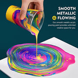 Magicfly 14 Colors Metallic Acrylic Pouring Paint + Magicfly 16 Colors Paint Pouring Kit, Including Canvas, Gloves, Cups, Tablecloths & More