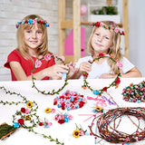 Golray 8pcs Flower Crowns Making Kit Creativity Art Craft Kit DIY Garden Outdoor Activities Jewelry Making Kit for Kids Age 4 5 6 7 8 12 Art Craft Gift for Girls Create Hair Accessories