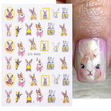 JMEOWIO 8 Sheets Easter Nail Art Stickers Decals Self-Adhesive Pegatinas Uñas Rabbit Carrot Egg Nail Supplies Nail Art Design Decoration Accessories