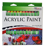 US Art Supply 72-Piece Deluxe Acrylic Painting Set with, Aluminum Floor Easel, Wood Drawer Table