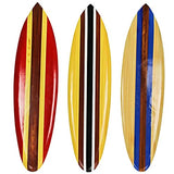 Zeckos Set of 3 Wooden Striped Surfboard Wall Hangings 32 Inches Long