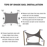 Artpuch 10' x 13' Shade Sails 185GSM Rectangle Shade Sail UV Block for Patio Garden Outdoor Facility