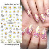 Flower Nail Stickers, Sunflower Nail Decals 3D Self-Adhesive Daisy Rose Leaf Cherry Blossoms Flowers Nail Art Supplies Manicure Nail Decoration(8 Sheets)