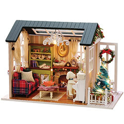 Taruor DIY Christmas Miniature Dollhouse Kit,Realistic Mini 3D Wooden House Room Craft with LED Lights Children's Gift Christmas Decoration