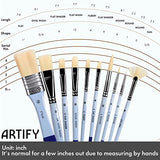 ARTIFY 10 Pieces Paint Brush Set Includes a Carrying Case, Premium Hair Brushes for Oil, Watercolor and Gouache Painting, for Kids and Adults, Beginner and Professional (Blue - Synthetic Hair)