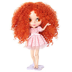 Wigs Only! Orange Long Afro Wavy Doll Wig for Blythe Pullip Doll with 25cm Head