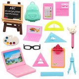 22 PCS Chelsea 6 inch Dolls School Set - Doll Clothes and Accessories Including 2 Clothes Sets 3 Fashion Dresses 1 Computer 1 Glasses and 15 pcs Study Accessories