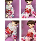 CUTICATE Lovely Red Kimono with Belt Japanese Style for 1/6 BJD Doll Clothes Accs