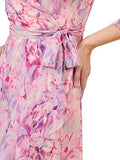 Adrianna Papell Women's Printed Chiffon Short Dress, Pink Multi