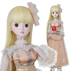 EVA BJD Jenny 1/3 BJD Doll Blond Girl 24 inch Ball Jointed Dolls Figure + Full Set Accessories + Shoes + Hair + Clothes Surprise Gift