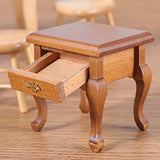 Healifty Wood Dollhouse Nightstand Miniature Table Cabinet Furniture Bedroom Scene Model for Doll House Kids Bedroom Home Accessories (Walnut)