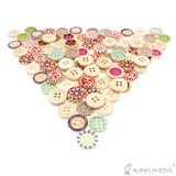 RayLineDo Pack of 30G About 100pcs Buttons- Mixed Colours of Various Thin Edge Delicate Wood