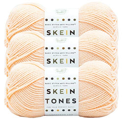 (3 Pack) Lion Brand Yarn Basic Stitch Anti Pilling "Skein Tones" Yarn, Peachy