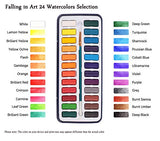 Falling in Art Watercolor Paint Set, 24 Watercolor Cakes Pan with Water Brush and Paper Pad