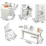 SAMCAMI Dollhouse Furniture Kitchen Set (26 pcs) - Freely Combined Kitchen Cabinets, Dining Table with Chairs, Refrigerator and Other Accessories for 1 12 Scale Miniature Dollhouse (White)