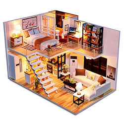 Spilay Dollhouse Miniature with Furniture, DIY Dollhouse Kit Handmade Mini Plus Duplex Apartment Home Model with Tools&Music Box ,1:24 Scale 3D Puzzle Creative Doll House Toys for Children Gift