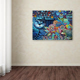 Indigo Cat by Oxana Ziaka, 18x24-Inch Canvas Wall Art