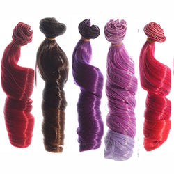 5pcs/lot,15x100cm Curly Heat Resistant Doll Hair Wefts for DIY Doll Wigs Different Colors for Choice (5pcs-023-04)